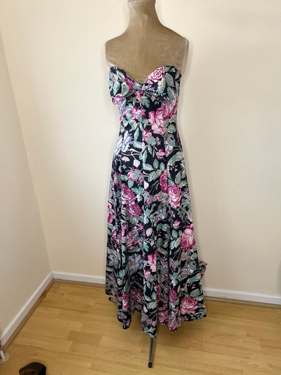 Vintage Laura Ashley floral strapless dress, long… - image 3