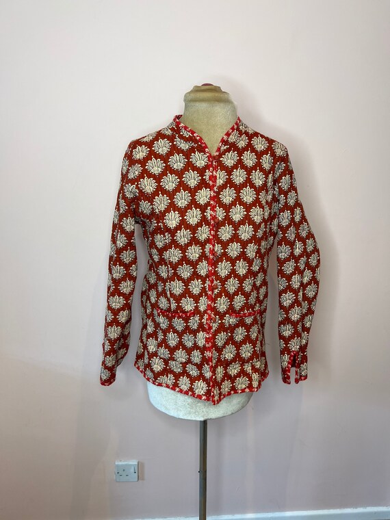 Vintage red kantha quilted jacket. Reversible quilted… Gem