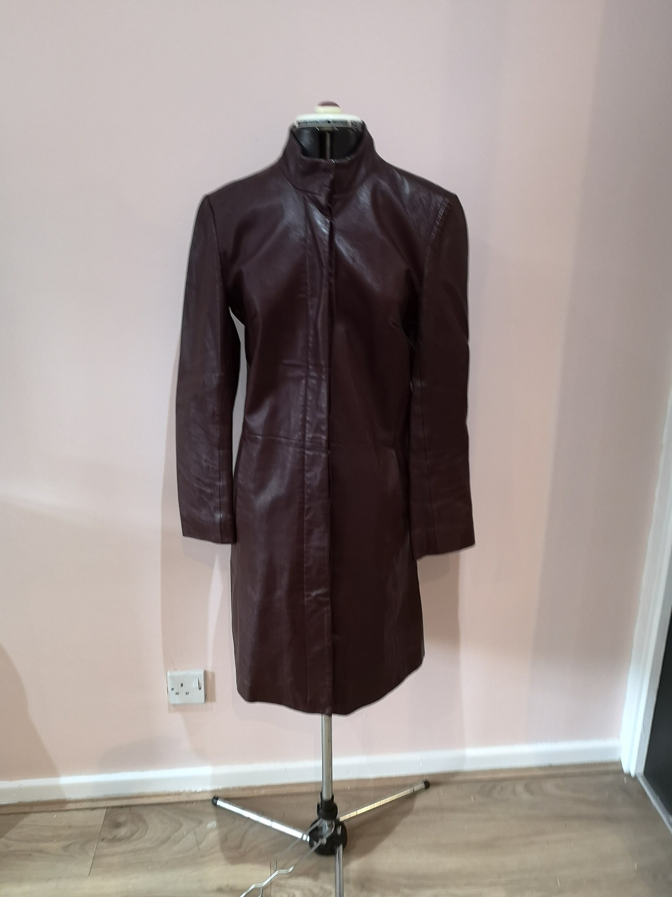 Avia Trix Leather Long Coat Trench Jacket Outewear Ladies Black XL