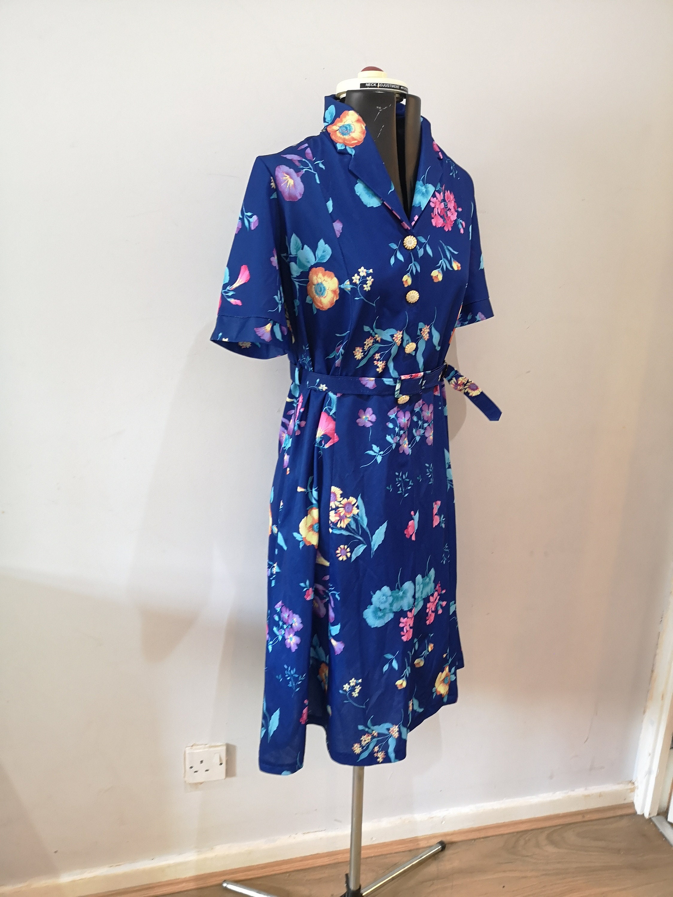 Vintage Floral Shirt Dress the Nicole Lewis Collection Etsy UK