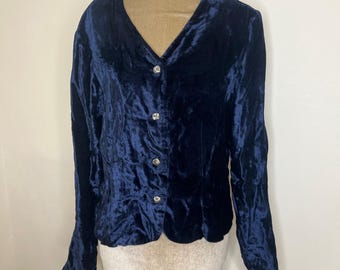 Vintage Adini marinblå sammetskavaj. UK 8