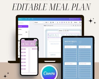 Meal Planner Bundle | Daily, Weekly, Monthly Printable Templates | Editable & Reusable