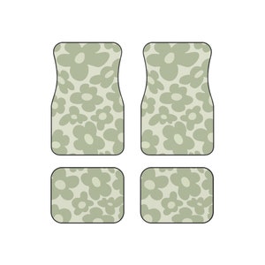 Sage green flower power car mats (set), boho car accessories for women teens, cute car decor, new driver gift, FREE SHIPPING