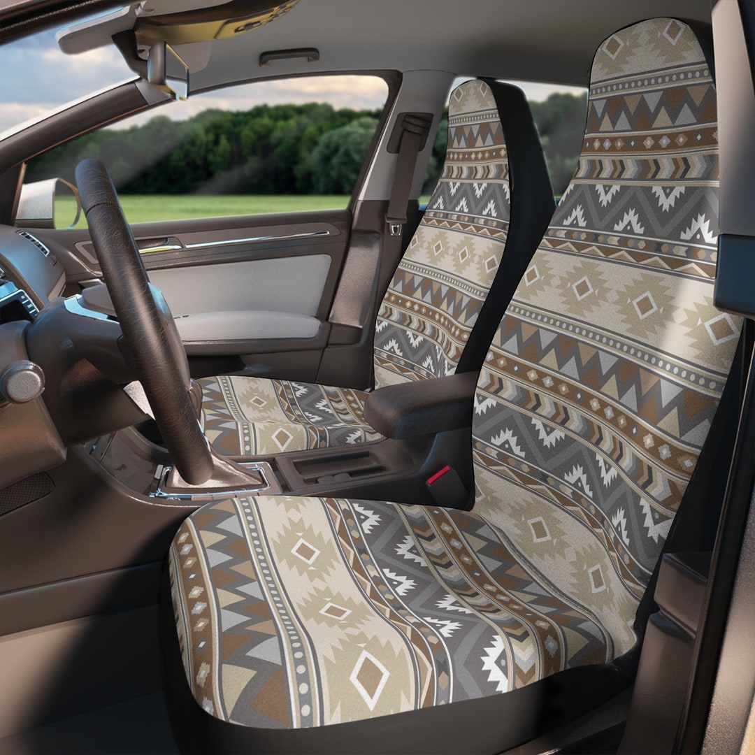 Dreaweet Aztec Cow Car Seat Covers Full Set For Women Waterproof Universal Front Seat Covers With Back Seat Cover For Car SUV Trucks,4