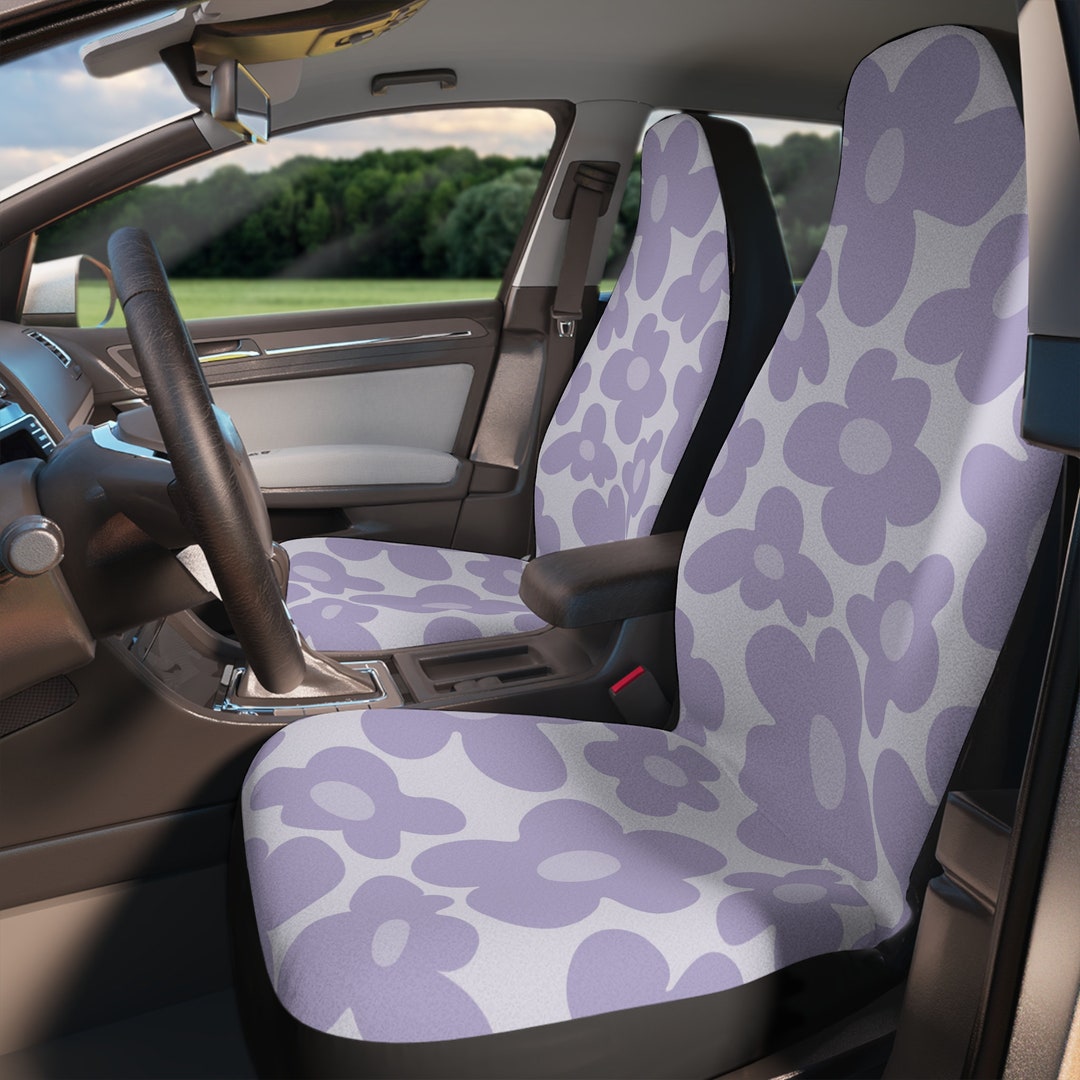 Purple Lavender Flower Car Seat Covers for Vehicle, Danish Pastel, Car