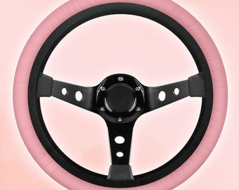 Pink solid car steering wheel cover for women, car wheel cover cute, interior car decor, car gift for mother, sweet 16 gift for her