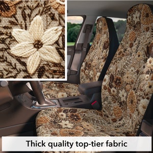 Faux embroidery wildflower boho car seat covers for vehicle, cottage core aesthetic, flower cute car accessories for women, new driver gift