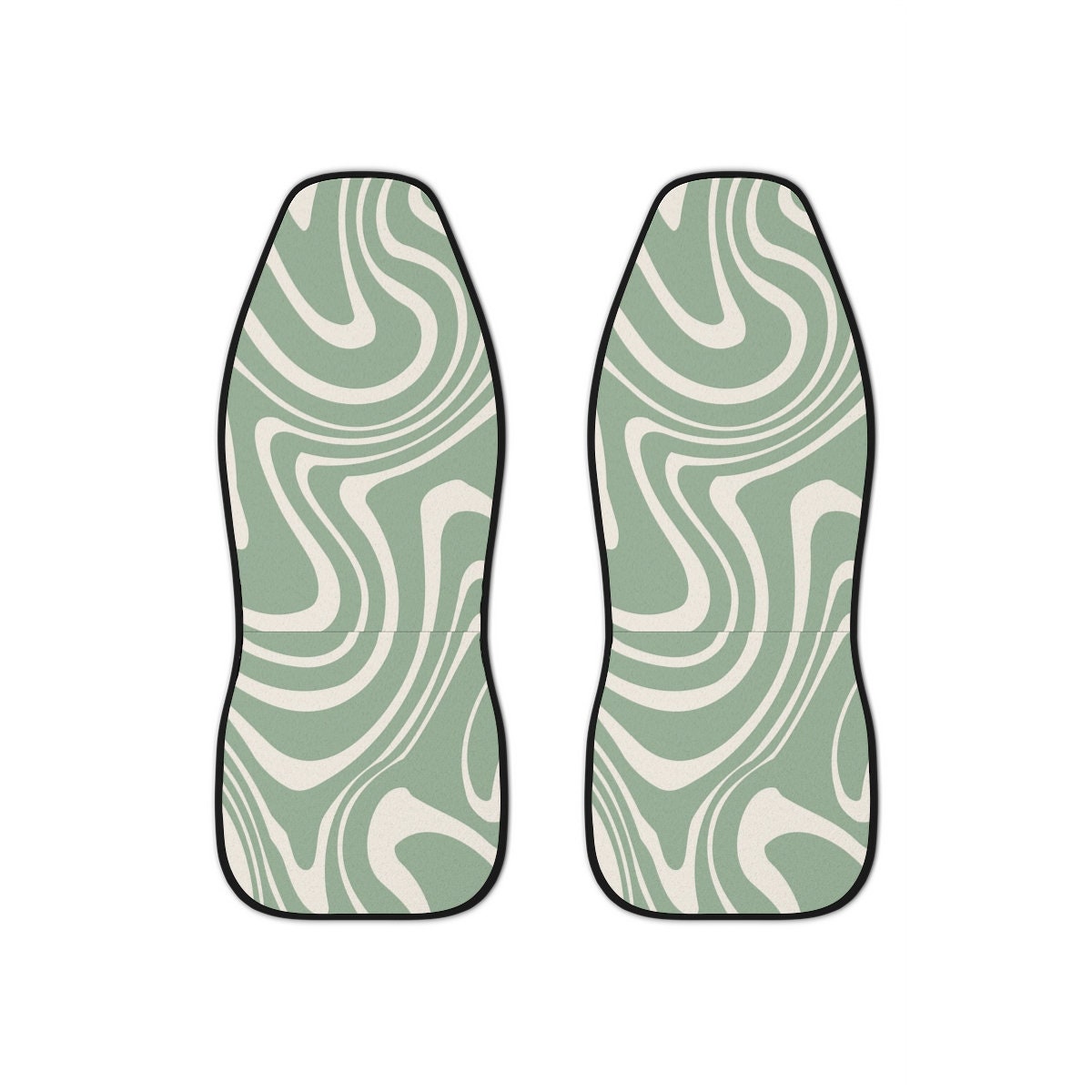 Discover Sage green and cream retro groovy car seat covers