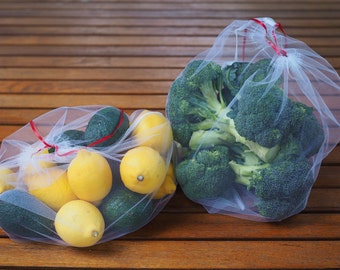 Ensemble de 6 sacs pour fruits et légumes réutilisables avec pochette au motif de citrons