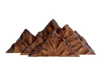 Handcrafted Decorative Wooden Baltic Birch Mountains - Set of 3