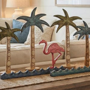 Palmera de abedul báltico decorativa de madera hecha a mano - Dos tonos