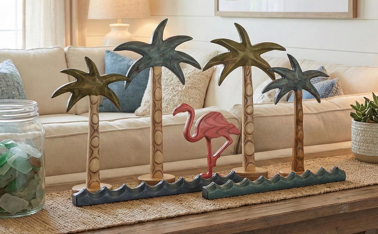 Handcrafted Decorative Wooden Baltic Birch Palm Tree - Two Toned