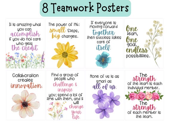 Teamwork Posters, PLC Room Decor, Office Bulletin Board (PDF)