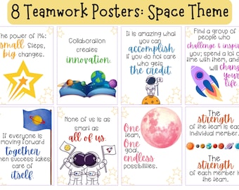 Teamwork Posters, PLC Room, Bulletin Board, Space Theme, Office Decor, Instructional Coach, Back to School, Continuous Improvement