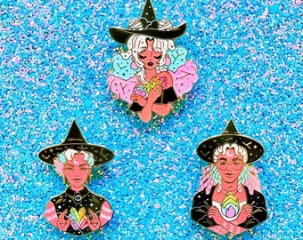 Progress Pride Witch Enamel Pins