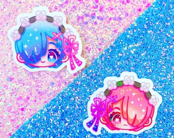 Holographic Rem & Ram Stickers