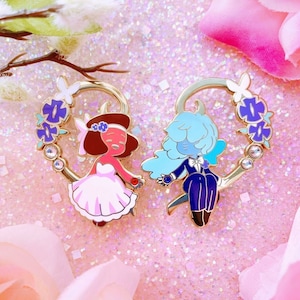 Ruby & Sapphire Wedding Enamel Pins