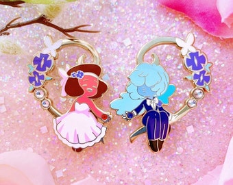 Ruby & Sapphire Wedding Enamel Pins
