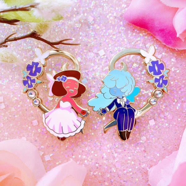 Ruby & Sapphire Wedding Enamel Pins