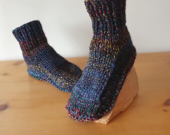 Dorm Boots, Slippers, Vegan, Black with Multi Colour, Adult UK 7-8, 8-9, 9-10