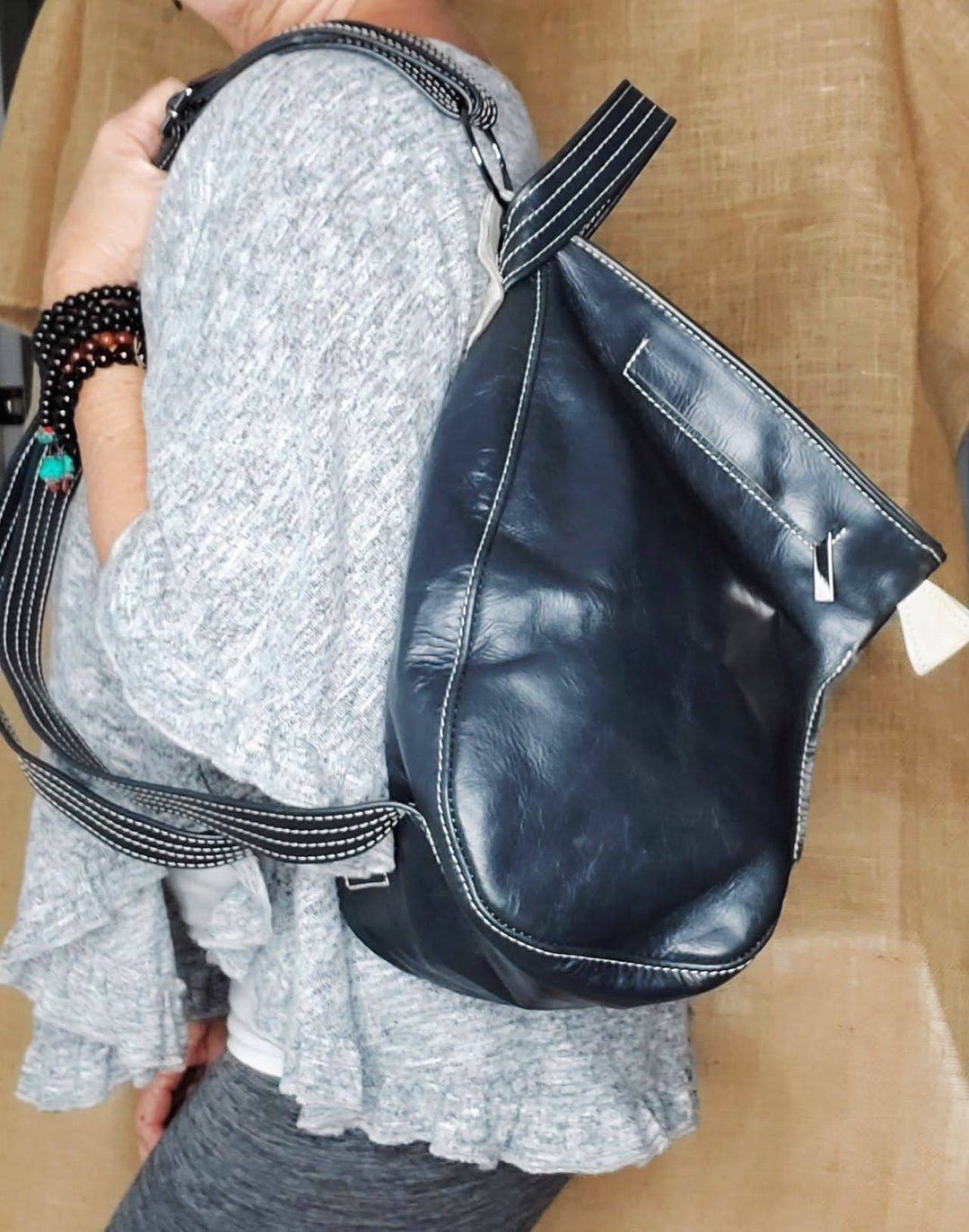 Navy Leather Backpack | Leather Backpack | Unique Leather Backpack ...