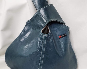 Leather Bags | Handbag for Wife | Leather Bag | Blue Leather Wristlet Bag | Leather Purse | Handbag for Mom | Boho Bag | Gift for Women