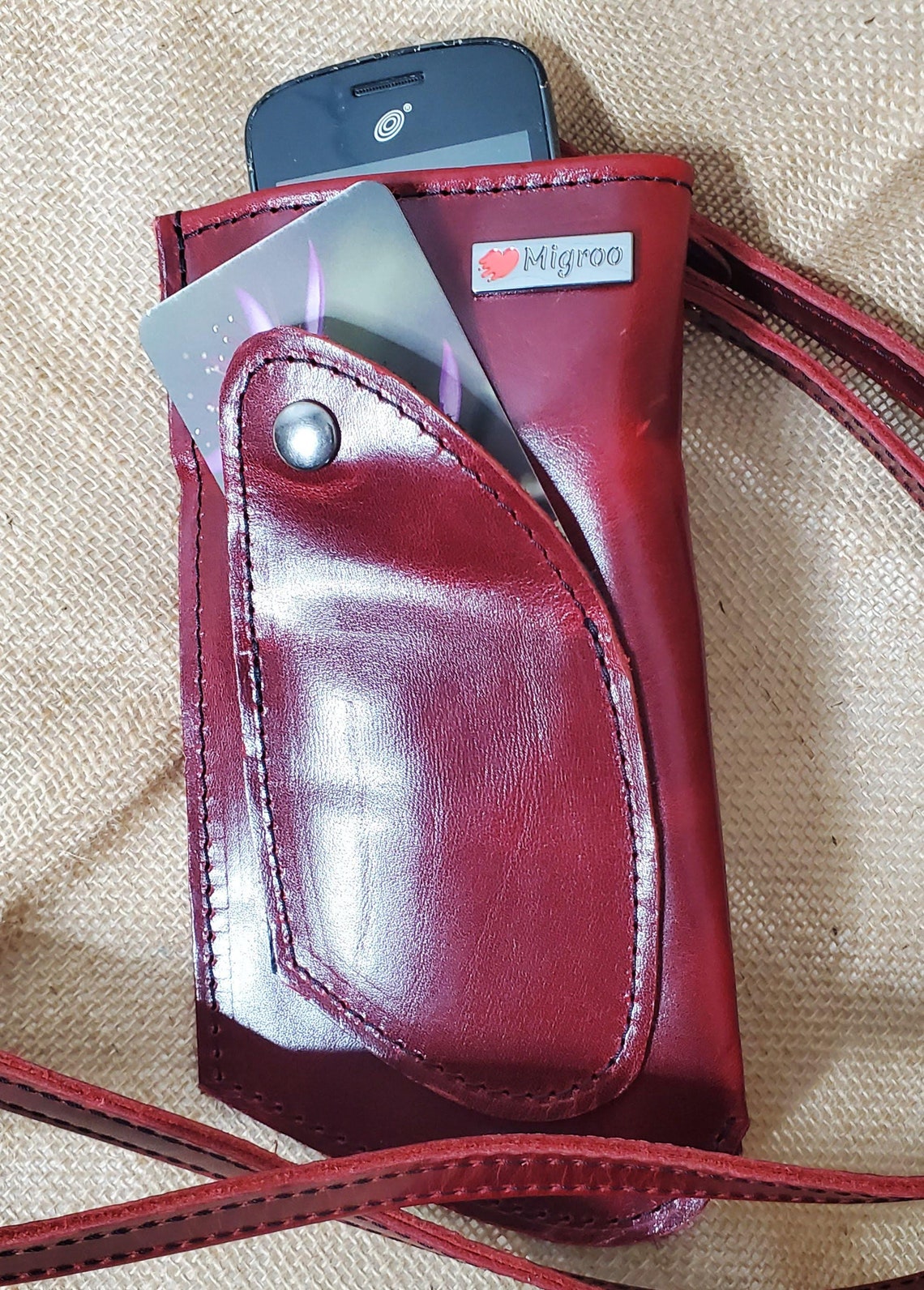 Phone Bag Leather Gift for Wife Ladies Leather Bag Hands Free Bag