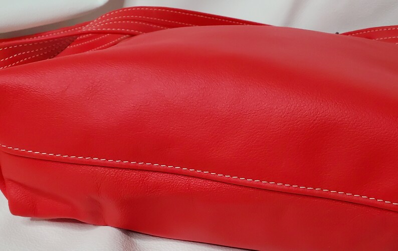 Red leather crossbody bag | Red leather tote bag | Mothers day gift | Gift for mom | Ladies handbag | Fullgrain leather purse | Leather bag image 7