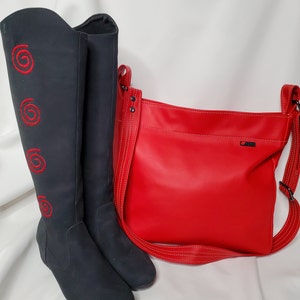 Red leather crossbody bag | Red leather tote bag | Mothers day gift  | Gift for mom | Ladies handbag | Fullgrain leather purse | Leather bag