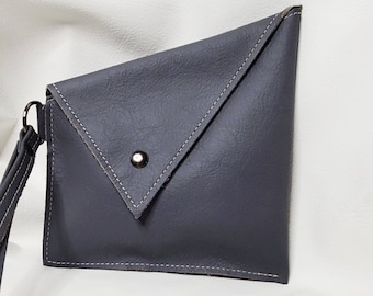 Grey leather wristlet | Leather wristlet bag | Small leather wristlet | Funky bag | Ladies leather bag | Small handbag for wife | gift