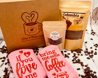 Coffee Gift Set for Her: Coffee, Socks and Chocolate, Coffee Gift Box, Birthday Gift, Gift for a Friend