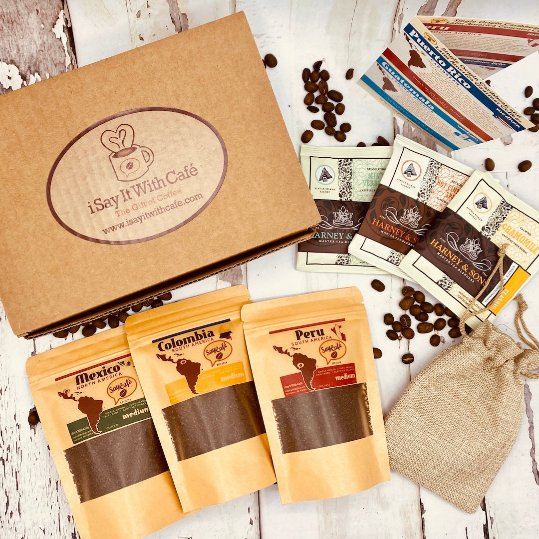 Coffee and Tea Mini Sampler, Coffee and Tea Gift Box, Coffee and Tea