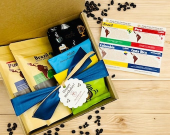 Gourmet Coffee Gift Box for Him: Single-Origin Coffees & Snacks