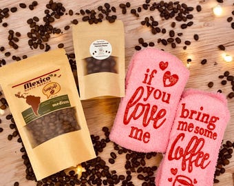 Coffee Lover Gift Set: Gourmet Coffee, Chocolate Espresso Beans & Cozy Socks