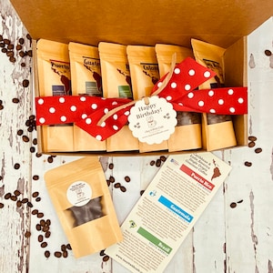 Coffee Lover Sampler with a Treat, Coffee Gift Box, Single Origin Coffee Box, Freshly Roasted Gourmet Coffee, Coffee Sampler Box