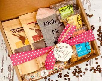 Coffee Gift Box for Her: Gourmet Snacks & Novelty Socks Care Package