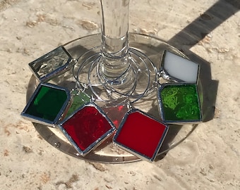 Stained Glass Christmas Wine Charms