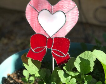 Stained Glass Heart Garden Stake