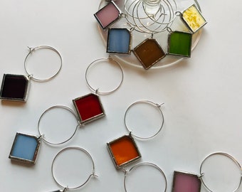 Stained glass wine charms