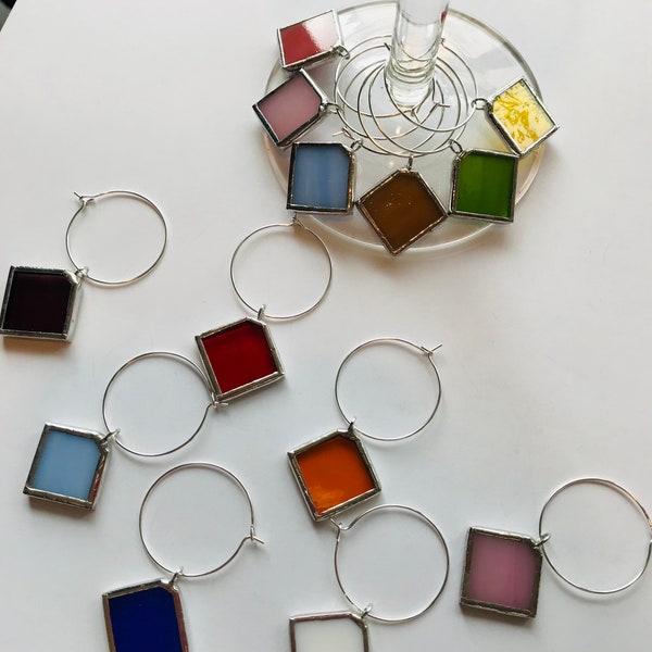 Stained glass wine charms