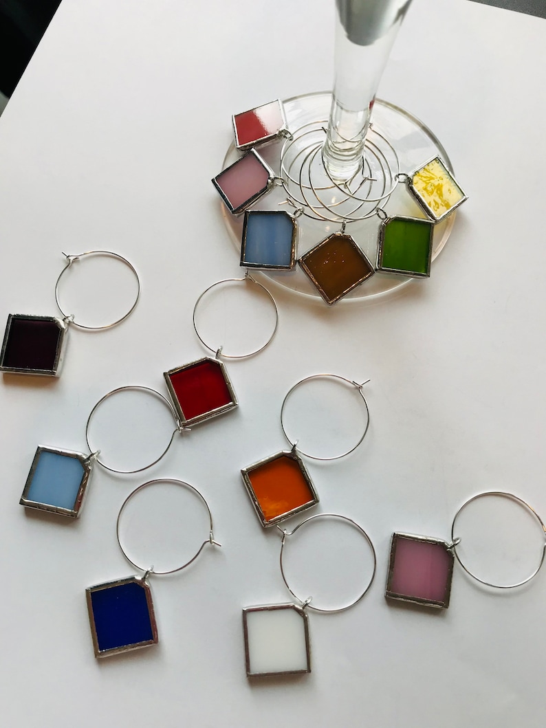 Stained Glass Wine Charms Etsy
