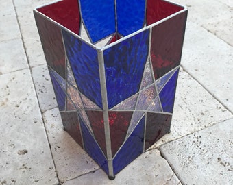 4th of July Stained Glass Table top decor candle holder