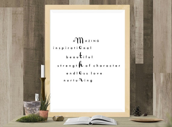 8x10 Print UNFRAMED Present for Mom from Son or Daughter Inspirational Quote Wall Decor from Child Happy Birthday Mom Wall Art Gift for Mother Mothers Day Poem for Her