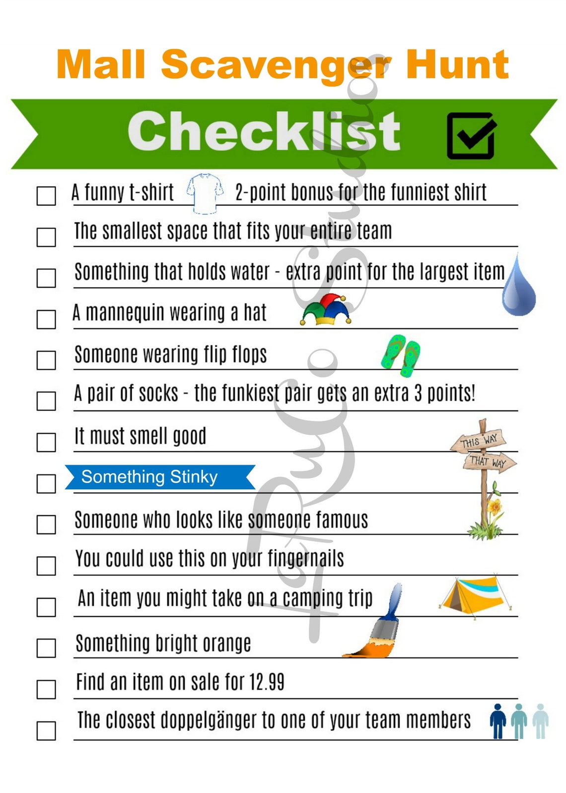 SCAVENGER HUNT GAME ǀ Mall Scavenger Hunt ǀ Instant Download ǀ Birthday ...