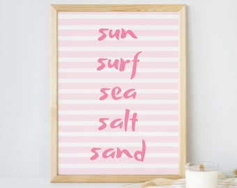 Küsten rosa Streifen Druck, Strand Wand Kunst (Digitaler Download)