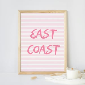 East Coast, Pink Stripe, Light Pink Coastal Print, Beach Dorm Decor, Apartment Decor, Pink Decor, Coastal Bedroom Decor, Digital Download