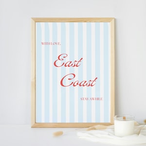 East Coast Wall Art | Coastal Wall Poster | Beach Dorm Decor | Apartment Art | Preppy Digital Print | Coastal Nantucket Cape Cod Watercolor