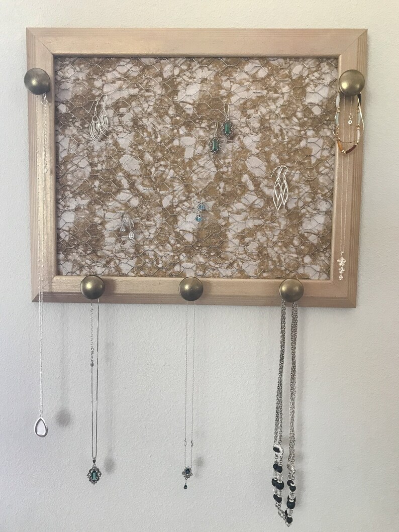 Wall Mounted Jewelry Organizer Wood Picture Frame Jewelry Etsy