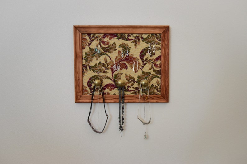 Necklace Holder Wood Frame Jewelry Storage Wall Mounted Jewelry Organizer Jewelry Holder Aviary Wire Earring Holder