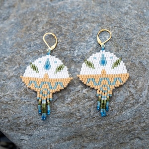 Water Bird Beaded Earring Hawk Earring Pachamama Beaded Earring Pachamama Jewelry Handmad Bead Earring Unique Bird Earring Eagle Beaded